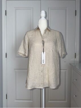VLT's By Valentina Women's Short-Sleeve Linen Shirt